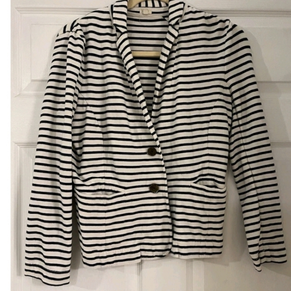 White And Navy Striped Blazer